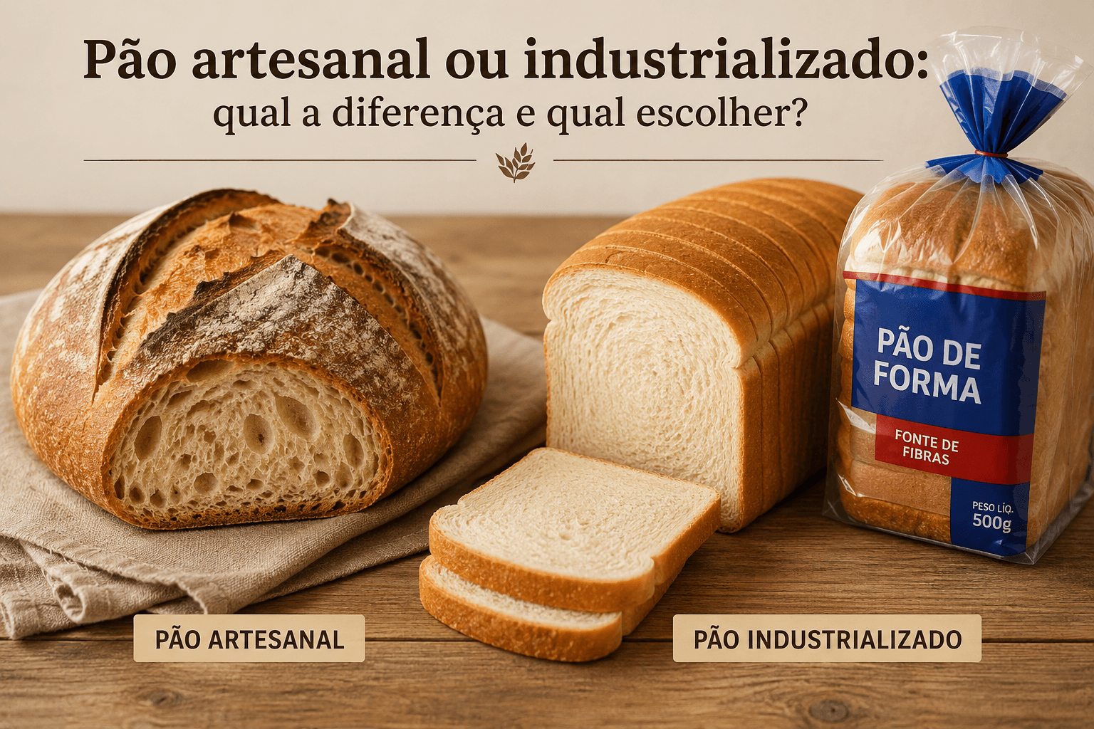 Pão artesanal ou industrializado
